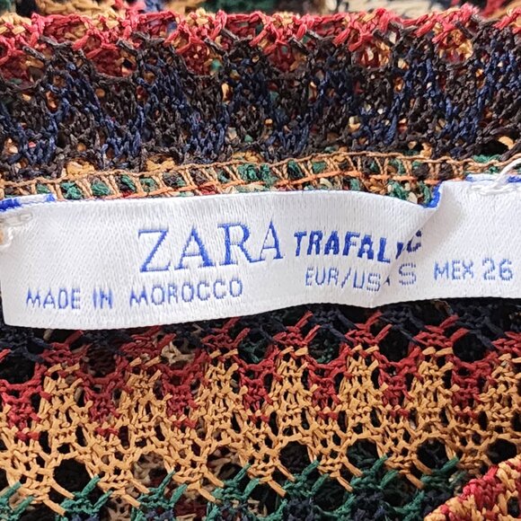 Zara Colorful Chevron Stripe Sheer Batwing Top - Picture 6 of 7